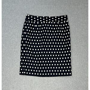 Dark Blue and White Banana Republic Polka Dot Pencil Skirt Size 4 Petite NWT